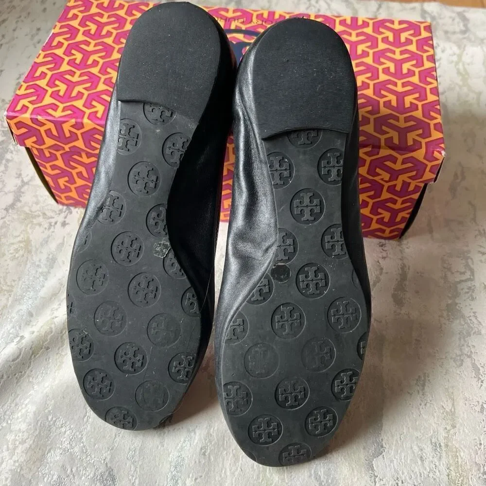 Tory Burch Classic Reva Ballet Flat Black Gold